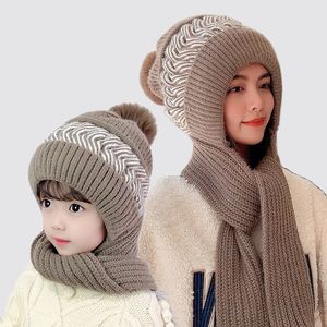 Beanie Hat Winter Hat Hats for Women Suit Scarf Parent Kids Adults Knitted Ski Mask Bonnet Big Size