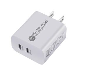 EU US Snabb snabbladdare 10W 20W 40W Dual Ports PD Typ C Wall Charger Auto Power Adapters för iPhone Samsung Tablet PC Android -telefon