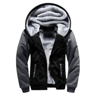 Moletons masculinos Moletons Shionfa Patchwork Fleece Hoodie Inverno Grosso Casual Com Capuz Cardigan Moda Bomber Fur Casacos Zipper Casaco 5XL 221130