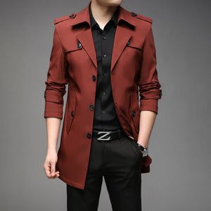 Giacche da uomo Nieuwe Lente Mannen Geul Mode Engeland Stijl Lange Trenchcoat Uomo Casual Bovenkleding Jassen Windjack Merk Heren Kleding 221130