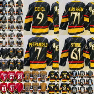 9 Jack Eichel Jersey 7 Alex Pietrangelo 71 William Karlsson 61 Mark Stone Jonathan Marchessault Siyah Hokey Forması Altın Gri Beyaz Kırmızı Dikiş