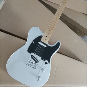 6 cordas guitarra elétrica de prata com bordo de braço preto pickguard personalizável