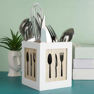 Depolama Şişeleri Maden Tutucu Caddy Ahşap Organizatör Mutfak Stepware Silverware Çatal Tezgahı Tezgah Pişirme Sepet Kutusu Yemek çubukları