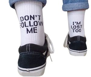 Mens Socks Explosivo Não me siga Eu estou perdido Too Cotton Man Maele Sox Letters Casual Funny Style Sale 221130