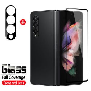 2 na 1 z przodu pełne pokrycie szklanego ekranu szklanego ochraniacze obiektywu Protect Protect Film dla Samsung Galaxy Z Fold 3 4 Fold4 Fold3 5g