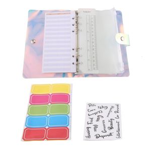 Publicidade Equipamento de exibição A6 Binder Binder PVC Notebook 6ring Planner Organizer com envelopes orçamentários bolsos e etiquetas de cartas 221130