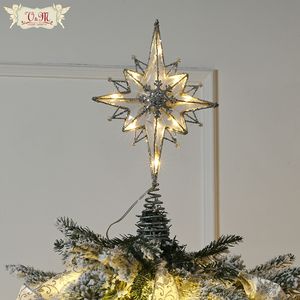 Weihnachtsdekorationen Valery Madelyn Baumspitze aus Metall, LED-Lichter, Sternornamente 2023, Heimdekoration 221130