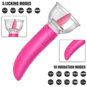 Sex Toy Massager Tongue Slicking Pump Clitoris G Spot Vibrator Dildo Dual Head Toys For Women Vagina Breast Massage Adult Products