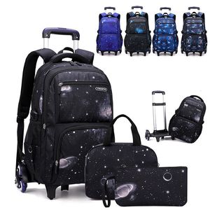 Backpacks with Lunch Box Trolley School Bags Rolling Backpack for Boys Wheeled Carry On Kids Luggage Primary Junior High 221129