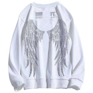 Designers Luxury Balans Classic Fashion Trend Winter Street Hip-Hop Hot Drilling Big Wings tröja Män runt halsen förtjockning Keep Warm