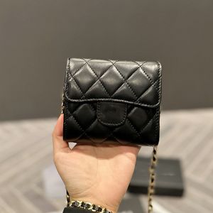 Klasyczne mini Trifold Cross Cross Body Work Caviar skórzana cielę/jambskin złoty metalowy sprzęt Matelasse łańcuchowa karta ramię na ramię