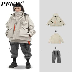 Mensjackor PFNW Jiye Heavy Industry Autumn and Winter Workwear Suit Safari Style Coat tröja Pants Three Piece Set 12A4249 221129