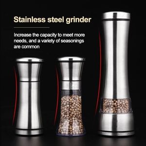 Mills Salt and Pepper Grain Mill Shakers Stainless Steel Metal Food Grinder Pulverizer Spice Jar Condiment Container Kitchen Tools 221130