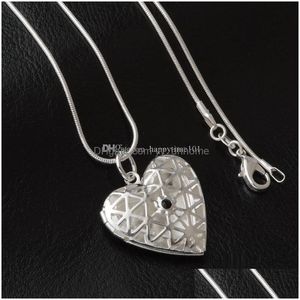 Подвесные ожерелья 925 Стерлинги Sier P O Heart Love Hollow Lockets Ожежее