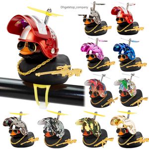 Broken Wind Rubber Duck With Helmet Pendant Yellow Road Bike Motor Riding Bicycle Accessories Car Decoration