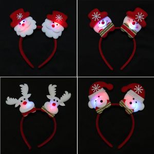 Juldekorationer 20st Red Santa Claus Hair Hoop LED Band Light Up pannband Party Accessories Navidad Decoration 2023 221130