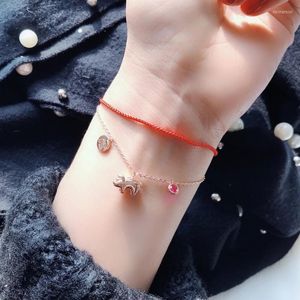 Link Bracelets YUN RUO 18 K Gold Plated Fashion Red Line Pig Bracelet Woman Gift Rose 316 Titanium Steel Jewelry Never Fade Drop Shopping