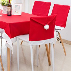 Chair Covers E2 Christmas Cover With Tablecloth Red Santa Claus Hat Dining For Year Party Gift Home Kitchen Table Decor