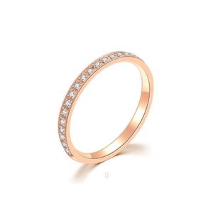 Band Rings Fashion 316L Surgical Grade rostfritt stål vigselring med CZ Inlay Imitation Diamond Engagement Zirconia Women Drop D DHY93