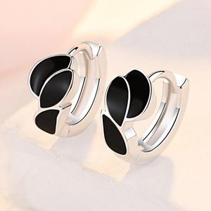 Hoop Earrings 925 Sterling Silver Vintage Black Enamel Statement For Women Girls Fashion Jewelry 2022 Trend Wholesale