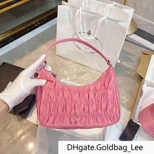 Shoulder Bags Women Shoulder Bag Handbag Nylon Baguette Designer Fashion Pleated Lady Bags Hobos Multiple Solid Color High Quality FF0510662