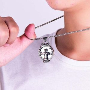 H￤nge halsband vintage skelett spegel halsband antik silver skalle gotisk metallkedja kvinnor m￤n retro smycken