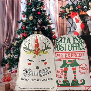 Christmas Decorations Arrival Santa Sacks Unicorn Canvas Gift Bag With Drawstring Xmas Tree Decoration Candy Storage Packing For Kids 221130