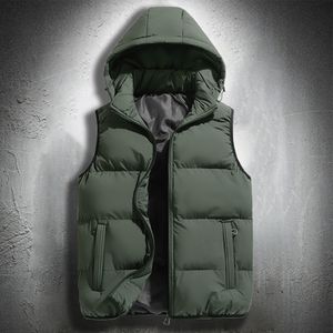 Men's Vests Hooded Vest Jacket Men Puffer Jacket Sleeveless Cotton Padded Jackets Keep Warm Thicken Autumn Winter Men Coats Detachable Hood 221130