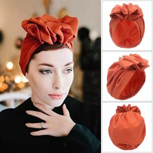 2022 New Fashion Women's Headdresses Muslim Hijab Scarf Solid Color French Vintage Headband Ladies Flowers Headwrap