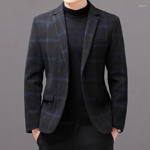 Ternos masculinos Business Business Autumn Winter Woolne Pano Pequeno Men Men Corean Casual Jacket Youth Horded 3xl