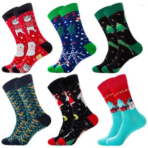 Herrensocken für Herren, Weihnachten, Herbst, Winter, Jahr, Sox, Weihnachtsmann, Baum, Schnee, Elch, Geschenk, Happy Big, Größe 39–46