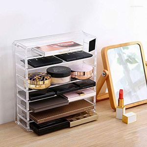 Förvaringslådor AG GRID LATTICE CLEAR ACRYLISK EYESHADOW LIPSSTICKS HOLDER Makeup Brush Organizer Box Containrar