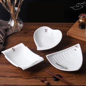 Servis upps￤ttningar Creative Grade Plastic Bone Plate Eco Friendly Table Seary Dip Dish Sushi Snack Fruit Dessert Cutlery Set