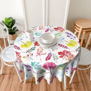 Tanta de mesa Autumn folhas de aquarela Toeira de mesa redonda Tampa de 60 polegadas Fibra de poliéster à prova d'água para decoração de cozinha decoração