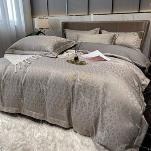 침구 세트 ABAY 세트 고품질면 Jacquard Duvet Cover Bed 세트 소프트 플랫 피트 베드 시트 베개 4pcs 221129