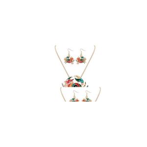 Ohrringe Halskette Europa Vintage Party Casual Schmuck Set Damen Farbige Glasur Krabbe Halskette mit Ohrringe Drop Lieferung Sets Dhxvj