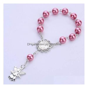 Charm Bracelets Beaded Bracelet Christian Religion Wedding Gift For Guest Infant Baptism Supplies Rosary Charm Religious Jewelry Dro Dhm2Q