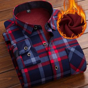 Camicie casual da uomo Autunno Inverno Addensare in pile da uomo d'affari plaid manica lunga vestiti caldi colletto rovesciato abbottonato classico 221130