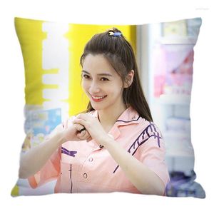 Kudde Angelababy Yang Ying Pillowcase Dubbelsidiga riktiga människor Kör PO Cover Boyfriend-stjärna omgivningar souvenir