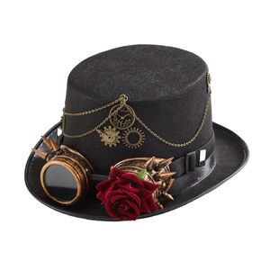 Широкие шляпы ковша в стиле стимпанк с Goggles Gay Top Bowler Vintage Halloween Gothic Carnival Nightclub 221130