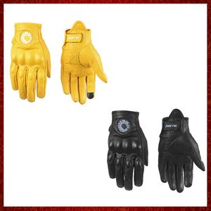 ST627 Leather Gloves Moto Guantes Outdoor Travel Motocross Motorcycle Downhill Bike Motorbike Yellow Luvas For Men