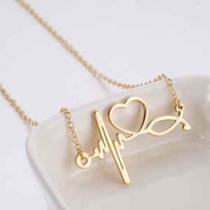 Chains 2 Color Delicate Beauty Brief Heartbeat Heart Chians Necklaces Materials Is Stainless Steel 316 No Easy Fade Anti-allergy