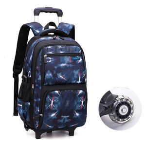 Backpacks 2Wheels Travel Rolling Luggage Bag School Trolley Backpack For Boys Kid s backpack On wheels Kids 221129