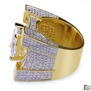 Band Rings Hiphop High End Luxury Micro Zircon Inlay Designer Bling Diamond Flash Ring Gold Sier Copper Smycken Drop Delivery DHX5O