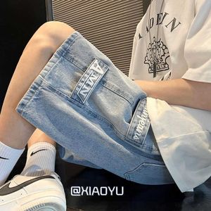 メンズショーツサイドパッチデザインジーンズのメンズ夏のファッショントレンドハイストリート服10代のバギーデニムパンツプラスストリートウェアT221129 T221129