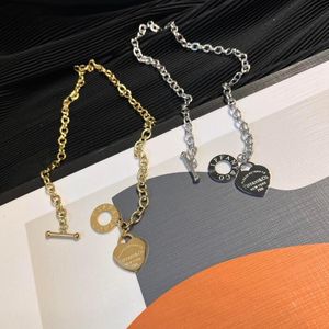 Lyx designer mode halsband Choker kedja 925 Silverpläterad 18K guldpläterad rostfritt stål brev hänge halsband för kvinnor smycken gåva X436