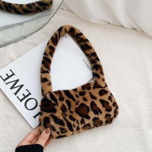 Evening Bags Soft Fur For Comfort Bag Women's Fashion Hand-held Plush Leopard Print Ins Armpit Shoulder Luxury Bolsos Para Mujer on Sale