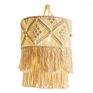 Tapestries Nordic Macrame Woven Tapestry Lampshade Boho Hanging Lamp Cover Ceiling Pendant Light For Home Bedroom Chandeliers Decorative