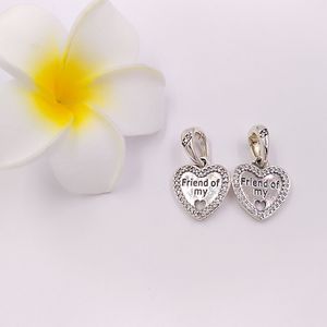 925 Sterling Silver Beads Hearts Of Friendship Pendant Charm Charms Fit European Pandora Style Jewelry Bracelets Necklace 792147CZ AnnaJewel