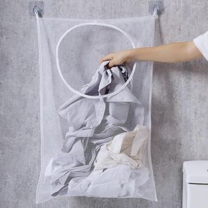 Storage Bags Wall Mounted Bag Punch Free Laundry Large Capacity Clothes Polyester Hanging Dirty For Home